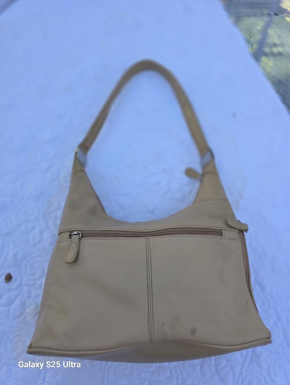 Aurielle Vintage 90s Beige Slouchy Leather Hobo Bag